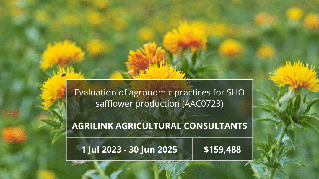 Evaluation of agronomic practices for SHO safflower production (AAC0723)