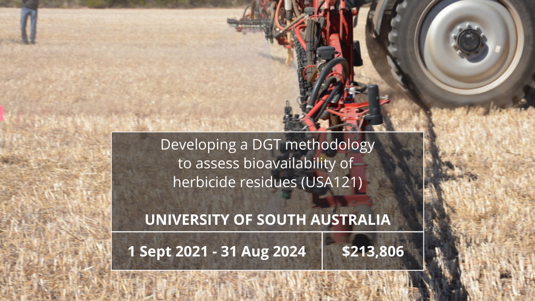 Developing a DGT methodology to assess bioavailability of herbicide residues (USA121)